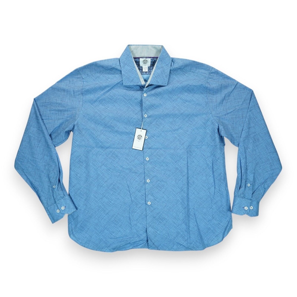 NWT Society of Threads NYC Men's Dress Shirt‎ Blue Size XXL Long Sleeve